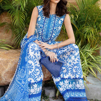 M prints blue cord set 3pice unstitched - BK.Clothings
