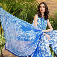 M prints blue cord set 3pice unstitched - BK.Clothings