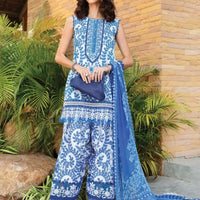 M prints blue cord set 3pice unstitched - BK.Clothings